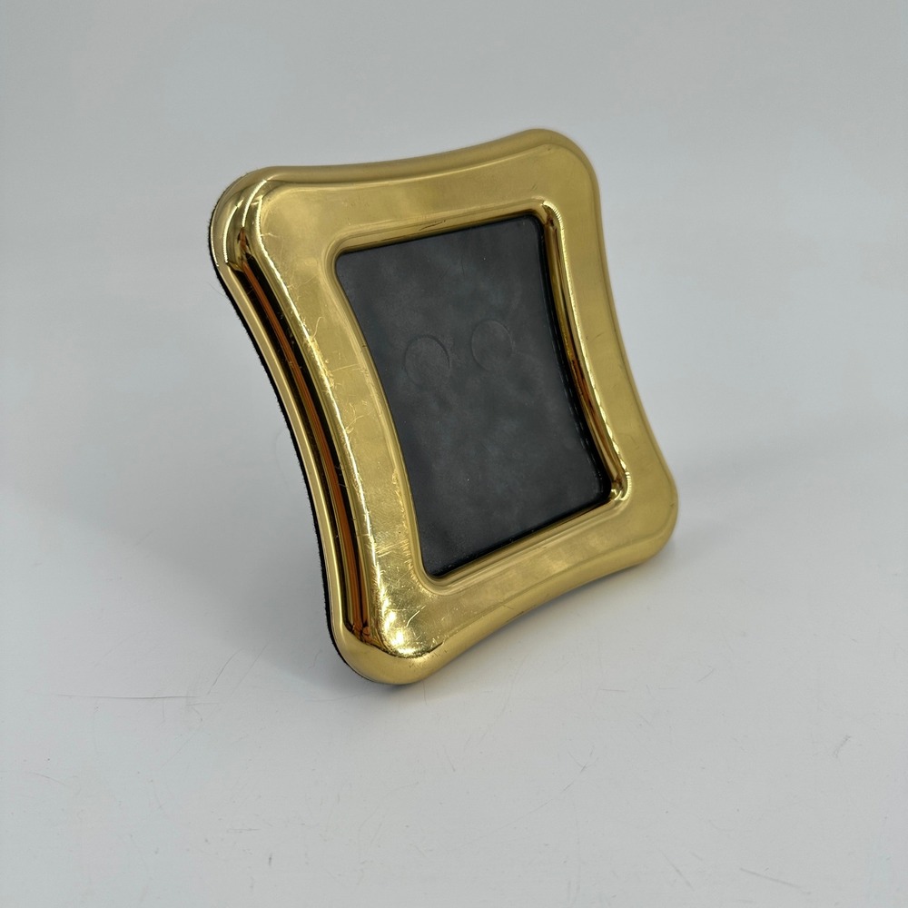 Gold Tone Metal Flared 2x3 Miniature Picture Frame with Velvet Backing